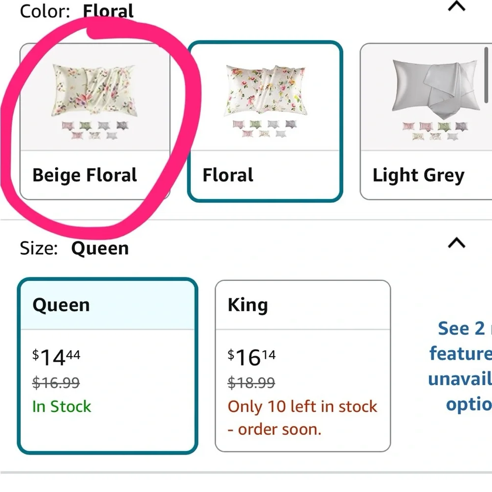 TWO 100% Lyocell NEW 'TELUS' Pillowcases Beige Floral Standard Size Covers